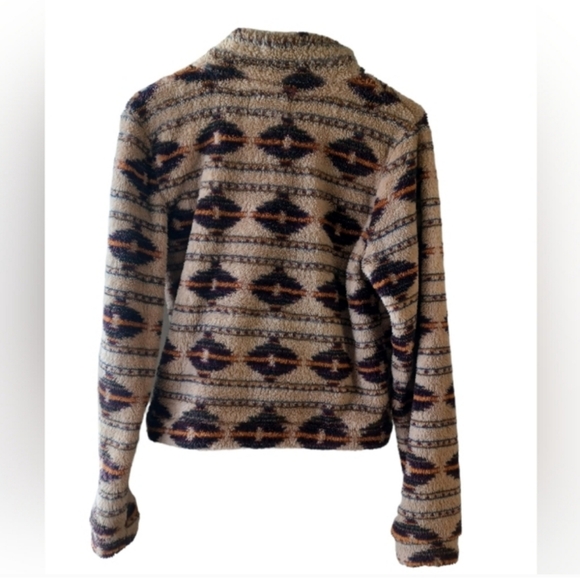 AERO Southwest Quarter Zip Fleece Top Size Medium Tan & Brown - Picture 2 of 14